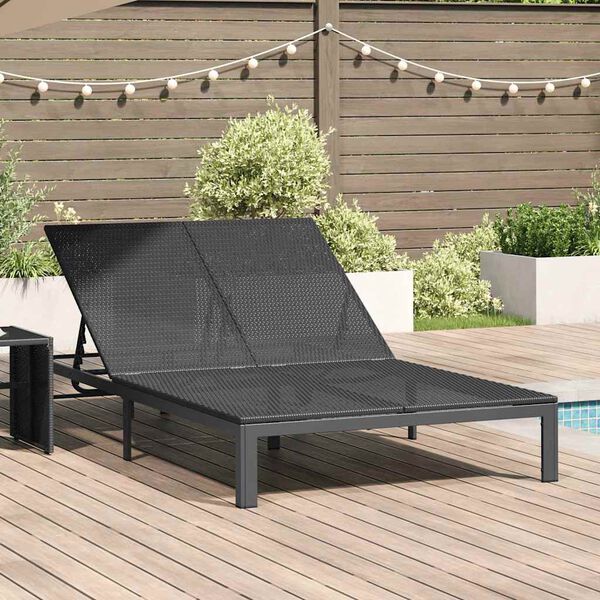 vidaXL Solseng 2-person Sort 60 x 200 x 27cm polyrattan