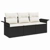 vidaXL Sofa S&aelig;t med pude 3 pcs Sort polyrattan