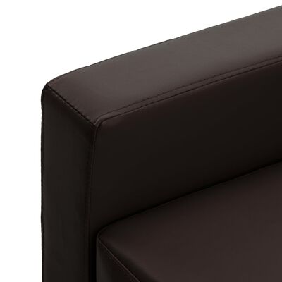 vidaXL 3-personers sofa med fodskammel kunstlæder brun