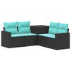 vidaXL Sofa S&aelig;t 5 stk. Sort og Bl&aring; Poly Rattan og St&aring;l