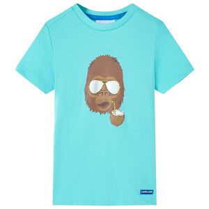 vidaXL Kort&aelig;rmet T-shirt til b&oslash;rn str. 140 akvamarinbl&aring;
