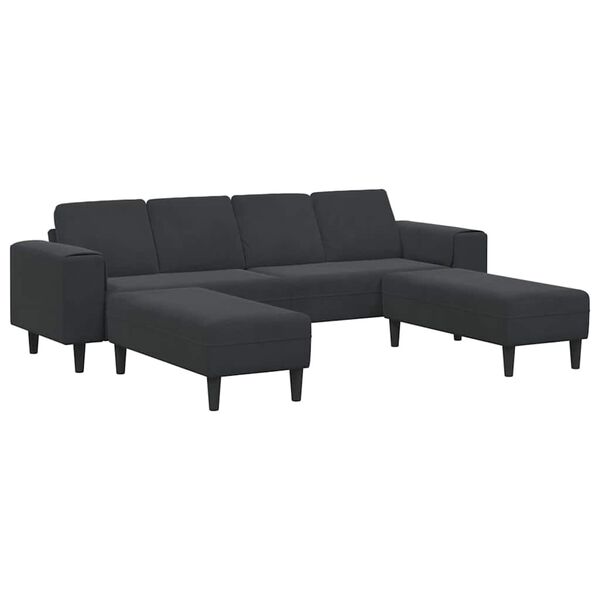 vidaXL Sofa Sæt Sort Fløjl