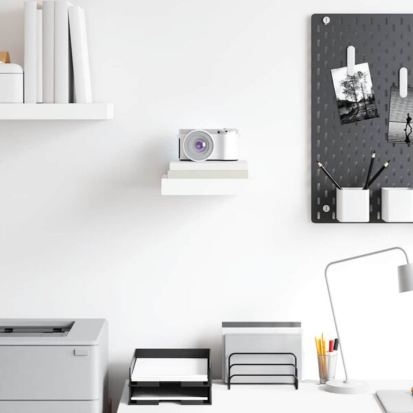 vidaXL v&aelig;ghylde 23x23,5x3,8 cm MDF hvid h&oslash;jglans