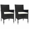 vidaXL havestole med hynder 2 stk. sort polyrattan