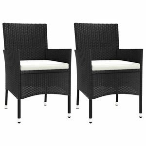 vidaXL havestole med hynder 2 stk. sort polyrattan