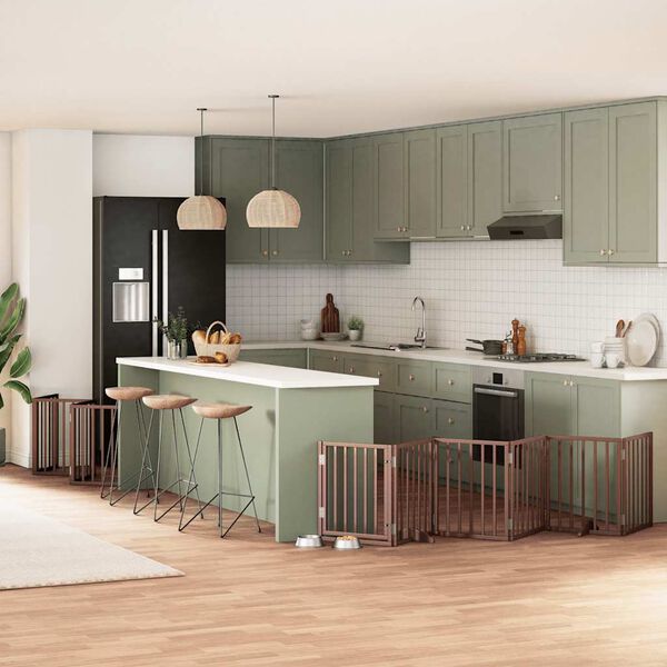 vidaXL hundel&aring;ge med d&oslash;r 15 paneler 750 cm foldbar poppeltr&aelig; brun