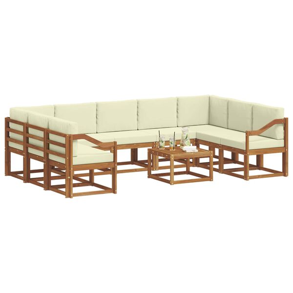 vidaXL Udend&oslash;rs sofagruppe med pude 10 pcs Naturlig og Fl&oslash;de