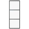 vidaXL skydedør 3-panel 76x205 cm sikkerhedsglas og aluminium sort