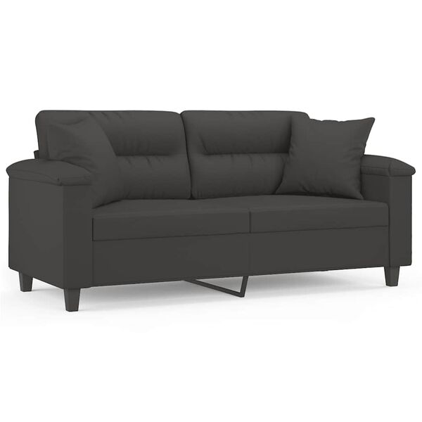 vidaXL 2-personers sofa m. puder hynder 140 cm mikrofiberstof m&oslash;rkegr&aring;