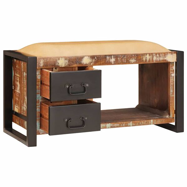 vidaXL Opbevaringsbænk Flerfarvet 80 x 35 x 40 cm Massivt genbrugstræ