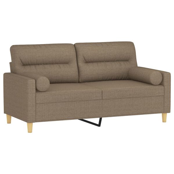 vidaXL 2-personers sofa med puder og hynder 140 cm stof gr&aring;brun