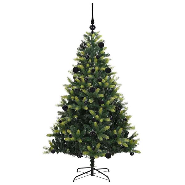 vidaXL Kunstig hængslet juletræ med 150 LED-lys Grøn 150 cm PVC og PE