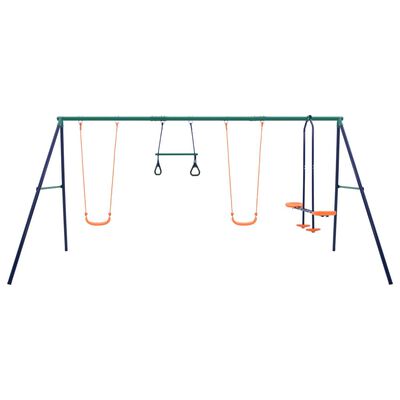 vidaXL gyngesæt med gymnastikringe og 4 sæder stål