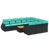 vidaXL 11-delt havesofas&aelig;t med hynder sort polyrattan