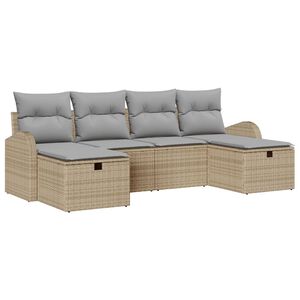 vidaXL Sofa S&aelig;t med pude 6 pcs Beige og lys gr&aring; polyrattan