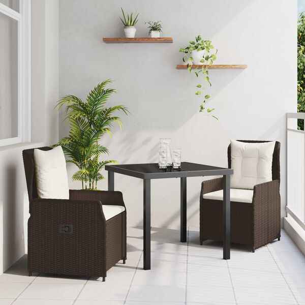 vidaXL Have Spisebordss&aelig;t 3 pcs Brun polyrattan