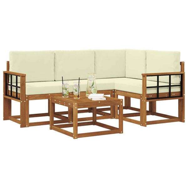 vidaXL Udend&oslash;rs sofagruppe med pude 5 pcs Naturlig og Fl&oslash;de