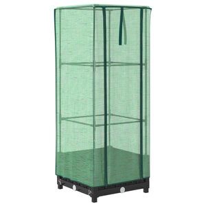 vidaXL Haveplantekasse med drivhusd&aelig;kke og hjul Sort 40 x 40 x 129 cm