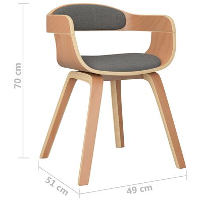 vidaXL spisebordsstole 6 stk. bøjet træ og stof lysegrå