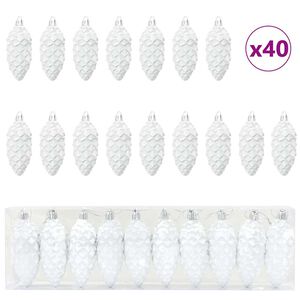 vidaXL Julefyrrekoglebold 40 stk. Hvid 4 x 9 cm Plastik
