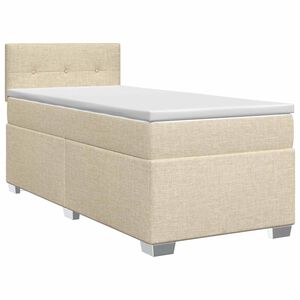 vidaXL Boxmadras med topmadras Cremefarvet 90 x 190 cm Stof