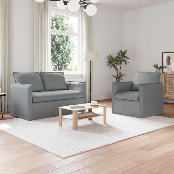 vidaXL Sofa S&aelig;t 2 pcs Lysegr&aring; 136 x 82 x 85 cm Stof