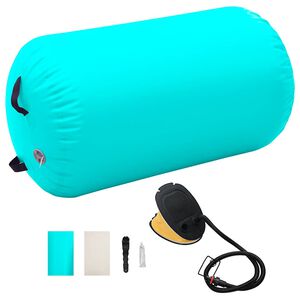 vidaXL oppustelig gymnastikrulle med pumpe 100x60 cm PVC gr&oslash;n