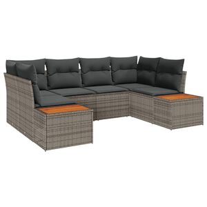 vidaXL Havesofa S&aelig;t 6 stk. 6-Antal s&aelig;der Gr&aring; Polyrattan