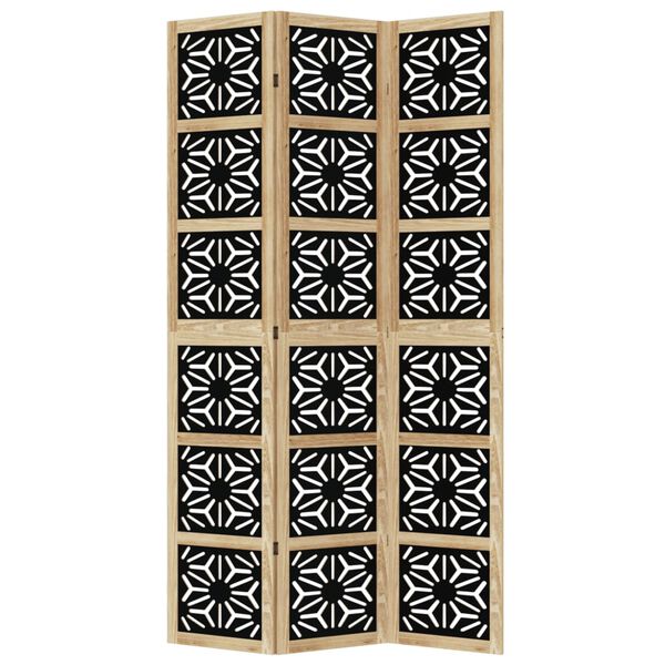 vidaXL rumdeler 3 paneler massivt kejsertr&aelig; brun og sort