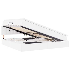 vidaXL Seng med opbevaring og madras Ren Hvid 200 x 200 cm Faux l&aelig;der