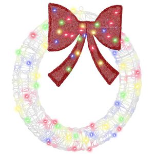 vidaXL Krans med 60 LED'er Flerfarvet 76 x 8.5 x 76 cm Akryl