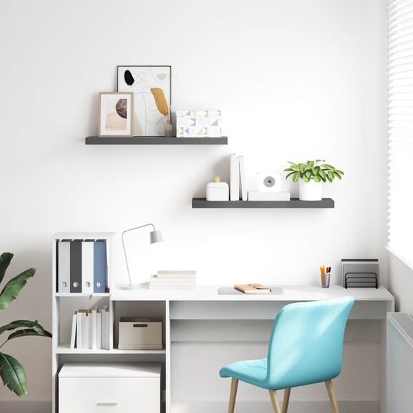 vidaXL v&aelig;ghylder 2 stk. 80x23,5x3,8 cm MDF gr&aring; h&oslash;jglans