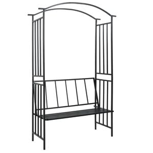 vidaXL havebue med b&aelig;nk 128x50x207 cm jern sort