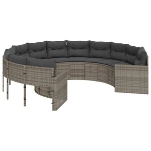 vidaXL havesofa med hynder rund polyrattan gr&aring;