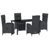 vidaXL Have Spisebordss&aelig;t 5 stk. Sort polyrattan