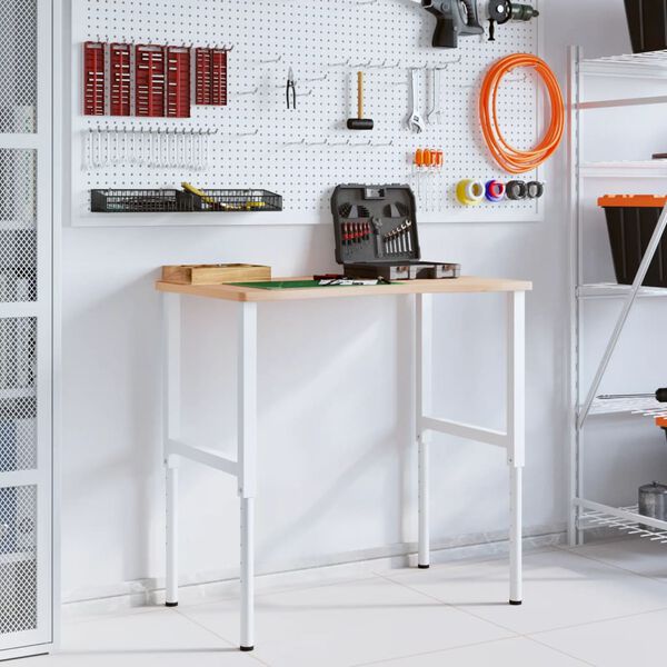 vidaXL arbejdsb&aelig;nk 100x(55-60)x(71,5-98) cm massivt b&oslash;getr&aelig;