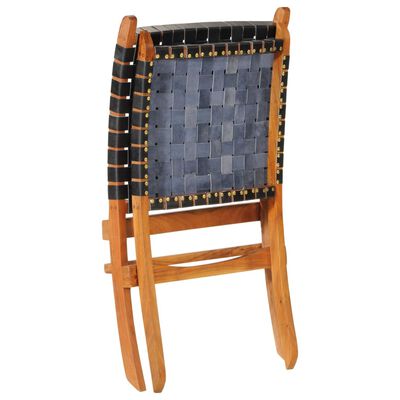 vidaXL foldbar stol ægte skind sort