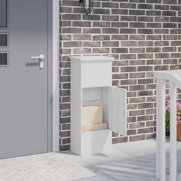 vidaXL Pakke drop boks Hvid 44,5 x 29 x 110,5 cm St&aring;l