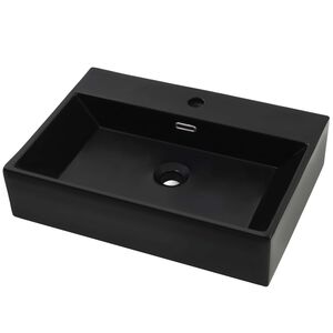 vidaXL h&aring;ndvask med vandhanehul keramik 60,5 x 42,5 x 14,5 cm sort