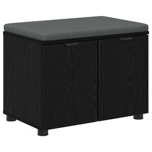 vidaXL Hallb&aelig;nk med pude Sort Eg 60 x 38 x 46 cm Kunstigt tr&aelig; og stof