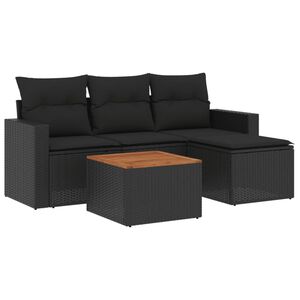 vidaXL sofas&aelig;t til haven 5 dele med hynder polyrattan sort