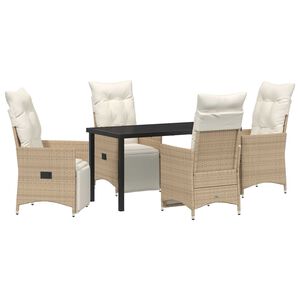 vidaXL Have Spisebordss&aelig;t med pude 5 pcs Beige polyrattan
