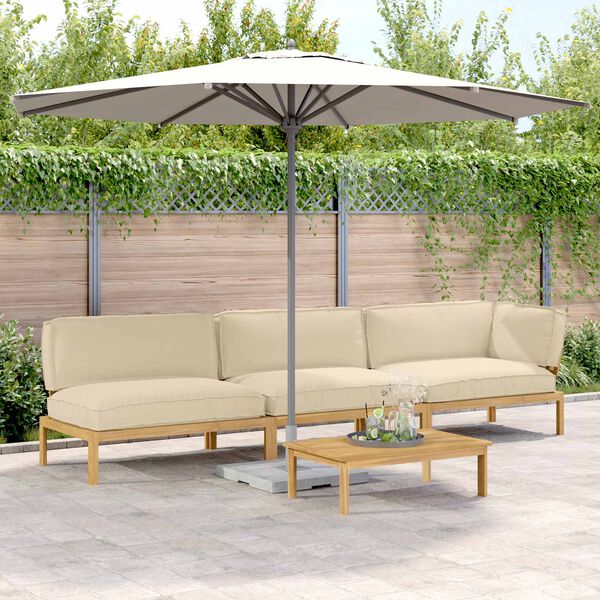 vidaXL Sofa S&aelig;t med pude Ensfarvet 4 pcs Beige Massivt Akacietr&aelig;