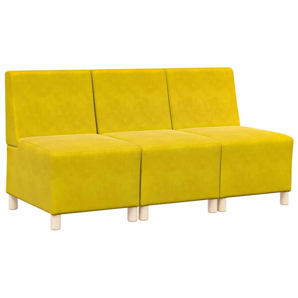 vidaXL Modulsofa enhed uden arme 3 pcs Gul 55 x 74 x 82 cm Fl&oslash;jl