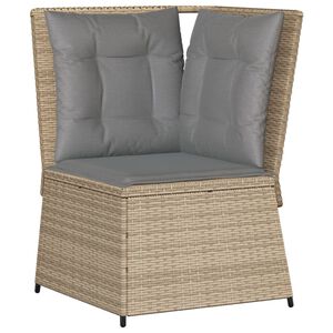 vidaXL hj&oslash;rnemodul til havesofa med hynder polyrattan beige