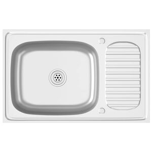vidaXL k&oslash;kkenvask med afl&oslash;bss&aelig;t 800x500x155 mm rustfrit st&aring;l s&oslash;lv