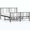 vidaXL sengeramme med sengegavl og fodg&aelig;rde 135x190 cm metal sort