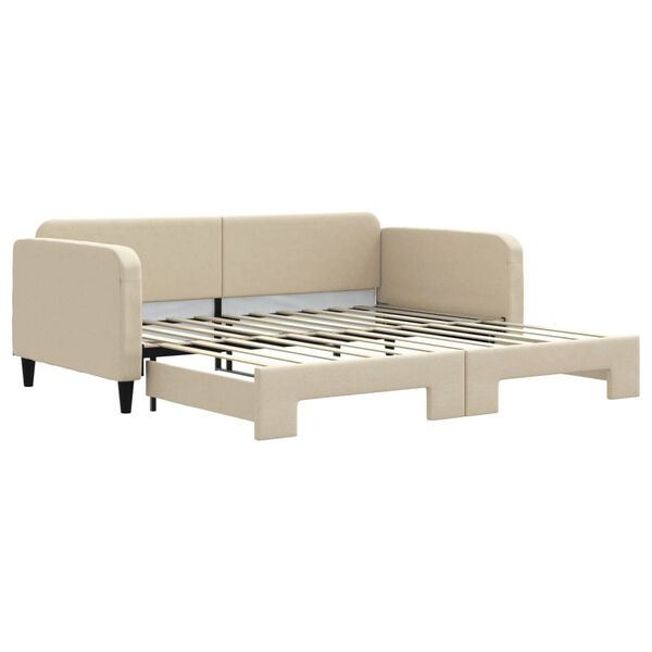 vidaXL daybed med udtr&aelig;k 100x200 cm stof cremefarvet