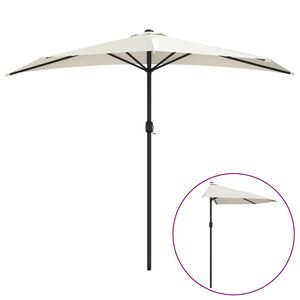 vidaXL balkonparasol med aluminumsstang sandfarvet 270 x 144 cm halv