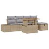 vidaXL Havesofa S&aelig;t med pude med opbevaring 6 pcs Beige polyrattan